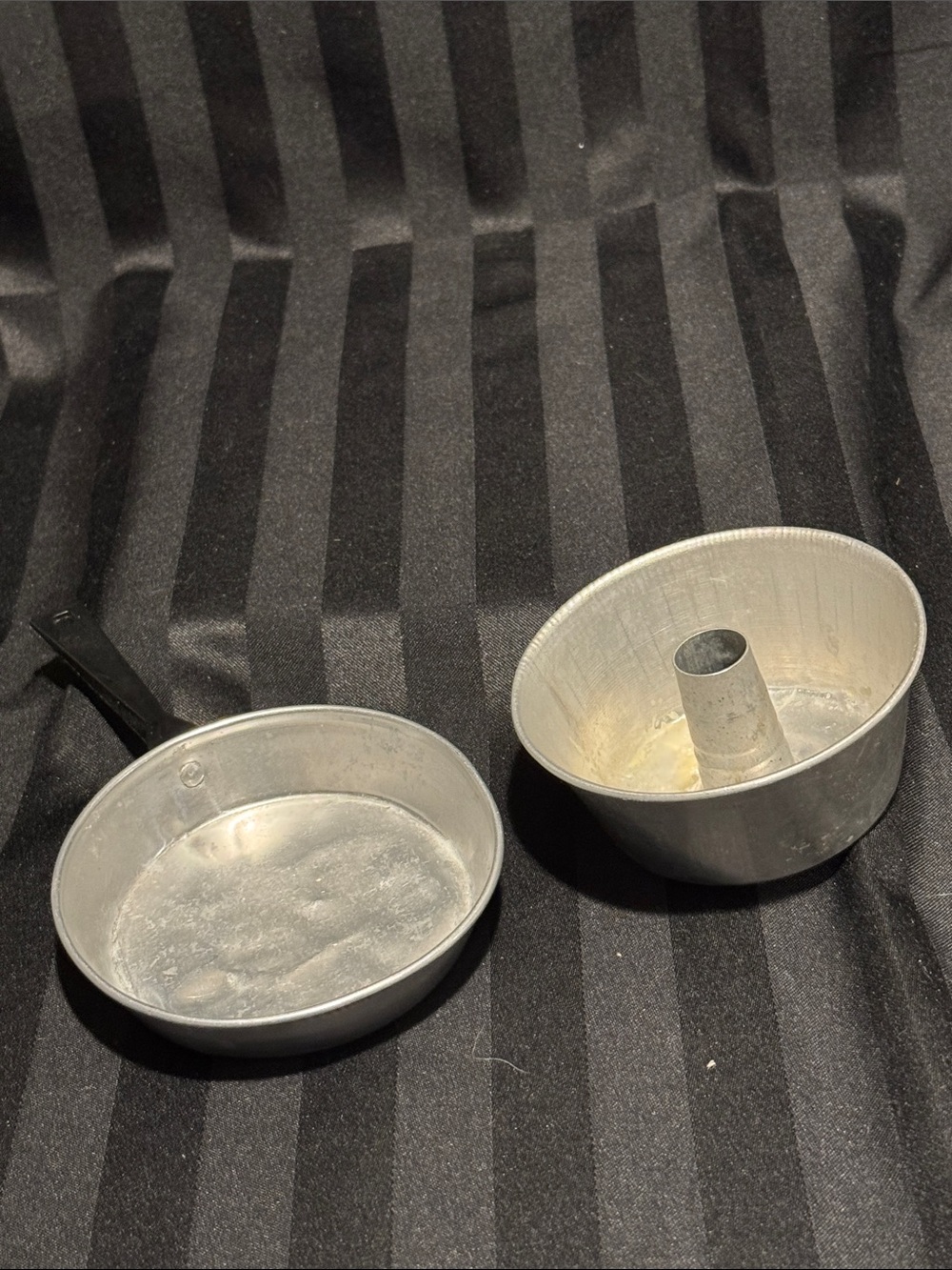 Vintage Miniature Kids Aluminum Baking Pan and Tube Cake Mold - Silver-tone